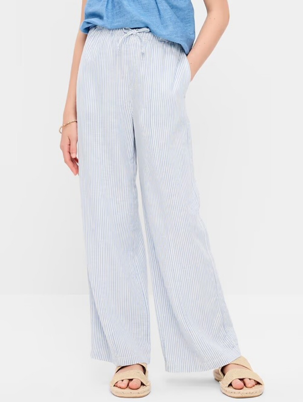 Old Navy Striped Linen-Blend Wide-Leg Pants